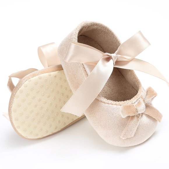 Beige Baby Girl Shoes Outfit Birthday Wedding Flower Girl Ivory Cream Boho - Picture 2 of 3